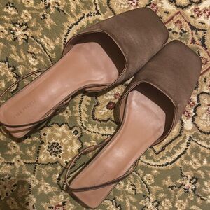 Free People Brown block kitten heels